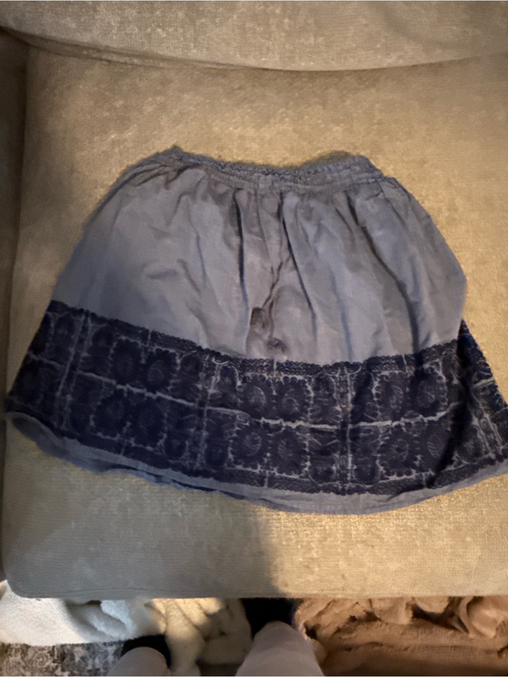 J.Crew Blue Embroidered Cotton Pull On Mini Skirt Medium Boho